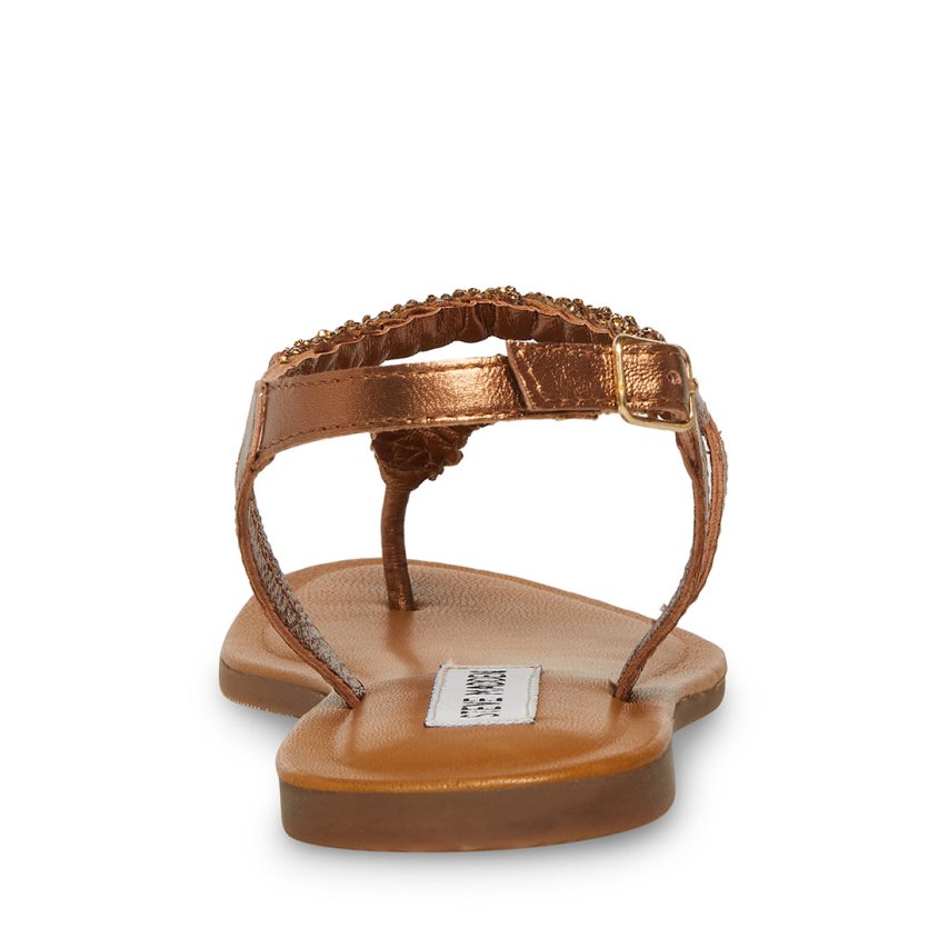 Gold Steve Madden Sydney-r Women's Flat Sandals | PH 7053PWO